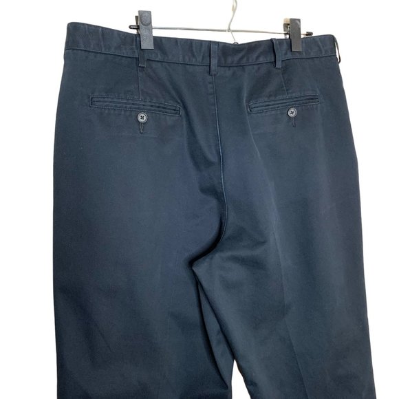 Land's End Relaxed Fit Pleated Front Dress Pants Black Office Uniform Men's 36 - Picture 4 of 6